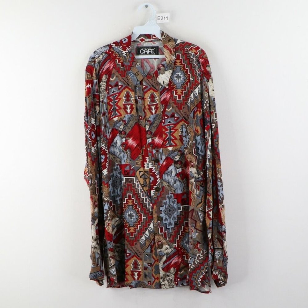 Vtg Streetwear Abstract Southwestern Button Shirt